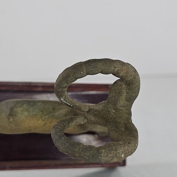 Vintage Brass Ram Ibex Goat Sculpture On Wooden Base - Picture 8 of 8